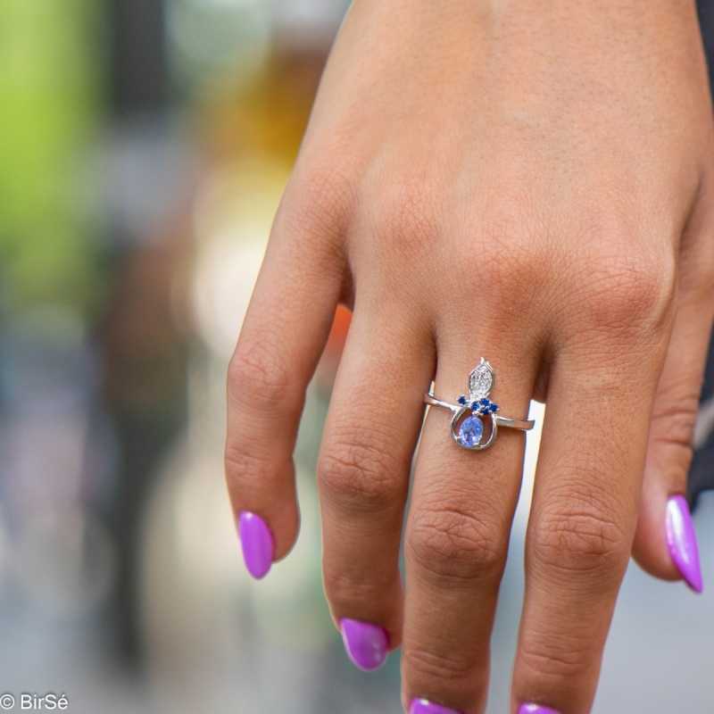 Сребърен пръстен - Естествен танзанит 0,68 ct. СДП540 Сребърен пръстен - Естествен танзанит 0,68 ct. СДП540