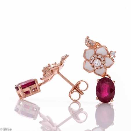 Сребърни обеци - Естествен рубин 2,12 ct. СО657