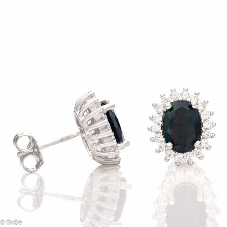 Сребърни обеци - Естествен Черен опал 1,56 ct. СО661