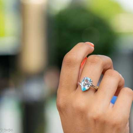 Сребърен пръстен - Естествен син топаз 8.50 ct СДП554