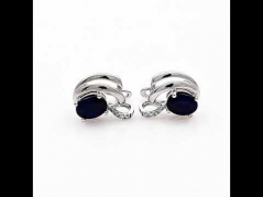 Сребърни обеци - Естествен сапфир 3 10 ct