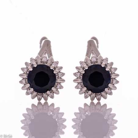 Сребърни обеци - Естествен сапфир 4,50 ct СО732