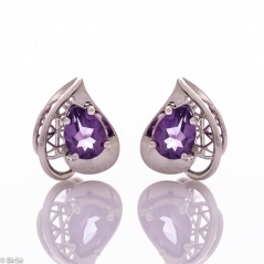 Сребърни обеци - Естествен аметист 1,70 ct СО738