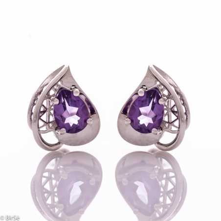 Сребърни обеци - Естествен аметист 1,70 ct СО738