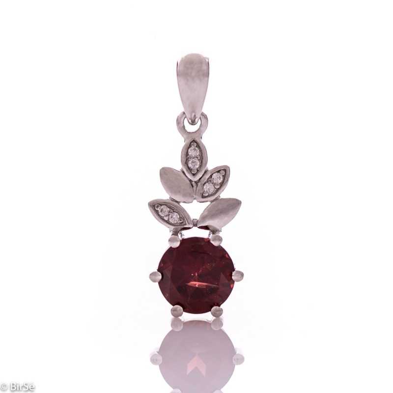 Сребърна висулка - Естествен гранат 1,00 ct СВ435