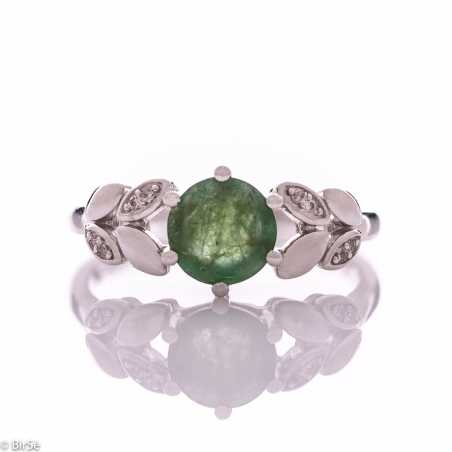 Сребърен пръстен - Естествен изумруд 0,80 ct. СДП603