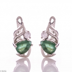 Сребърни обеци - Естествен изумруд 1,40 ct СО758