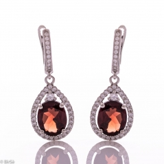 Сребърни обеци - Естествен гранат 5,60 ct. СО762