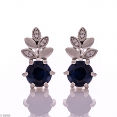 Сребърни обеци - Естествен сапфир 2,10 ct СО763