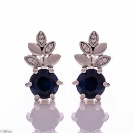 Сребърни обеци - Естествен сапфир 2,10 ct СО763