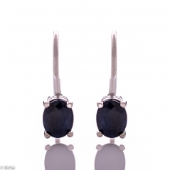 Сребърни обеци - Естествен сапфир 3,10 ct СО773