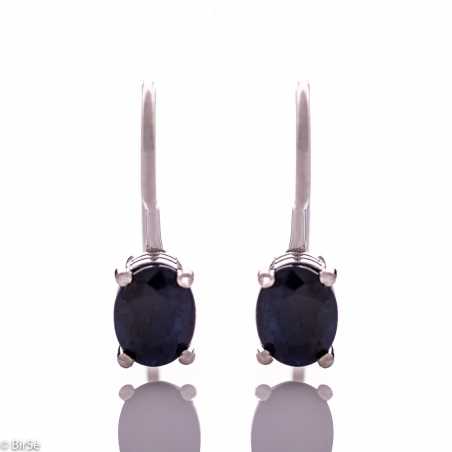 Сребърни обеци - Естествен сапфир 3,10 ct СО773