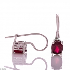 Сребърни обеци - Естествен рубин 3,10 ct СО774