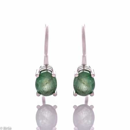 Сребърни обеци - Естествен изумруд 2,52 ct СО775