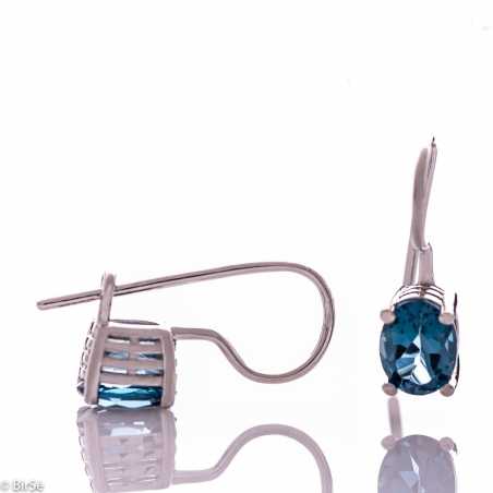 Сребърни обеци - Естествен лондон топаз 3,20 ct СО777
