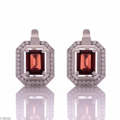 Сребърни обеци - Естествен гранат 2,80 ct СО781