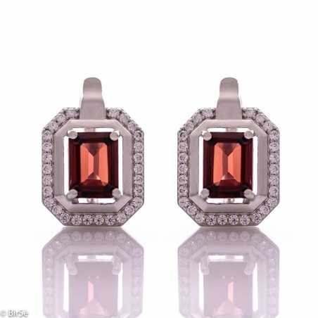 Сребърни обеци - Естествен гранат 2,80 ct СО781