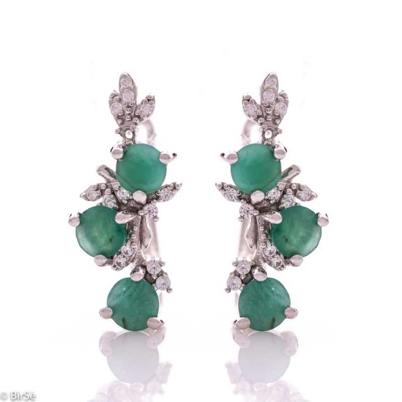 Сребърни обеци - Естествен изумруд 1,62 ct СО784 Сребърни обеци - Естествен изумруд 1,62 ct СО784
