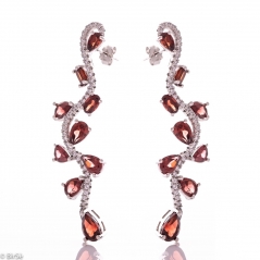 Сребърни обеци - Естествен гранат 7,50 ct СО796