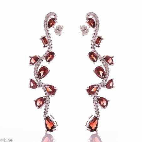 Сребърни обеци - Естествен гранат 7,50 ct СО796