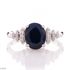 Сребърен пръстен - Естествен сапфир 2.20 ct СДП632