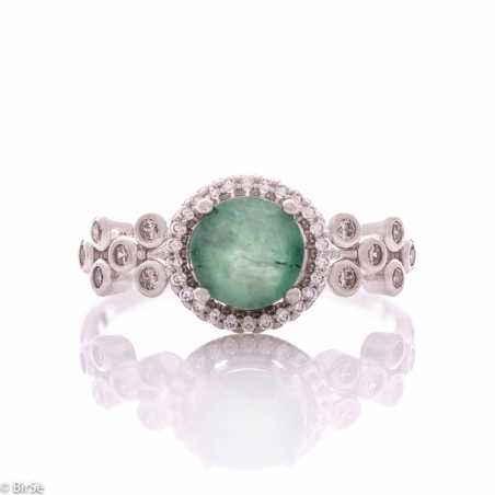 Сребърен пръстен - Естествен изумруд 1.70 ct СДП636