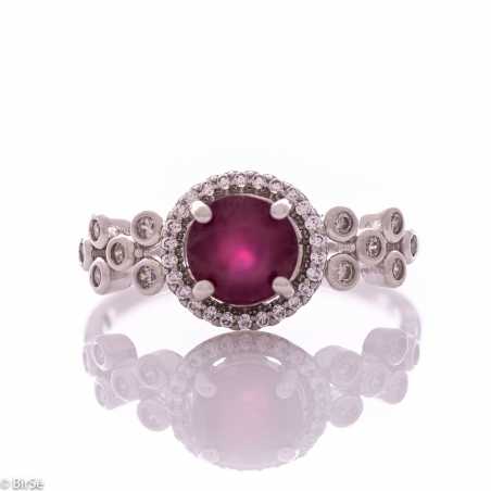 Сребърен пръстен - Естествен рубин 1.60 ct СДП637