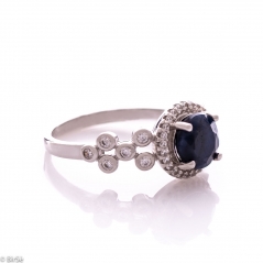 Сребърен пръстен - Естествен сапфир 1.60 ct СДП638