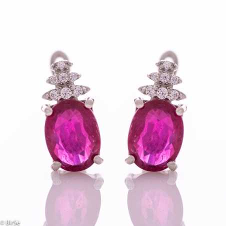 Сребърни обеци - Естествен рубин 4,40 ct СО797