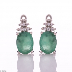 Сребърни обеци - Естествен изумруд 3,80 ct СО799