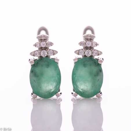 Сребърни обеци - Естествен изумруд 3,80 ct СО799