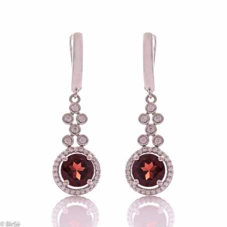 Сребърни обеци - Естествен гранат 3,20 ct СО805