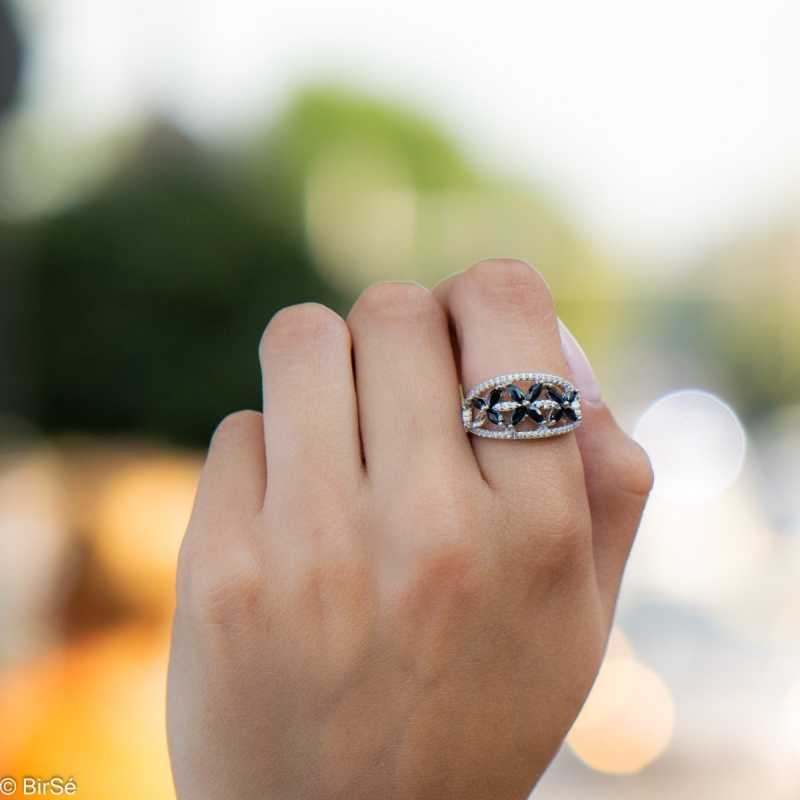 Сребърен пръстен - Естествен сапфир 1,56 ct СДП640 Сребърен пръстен - Естествен сапфир 1,56 ct СДП640