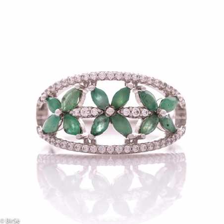 Сребърен пръстен - Естествен изумруд 1,08 ct СДП642