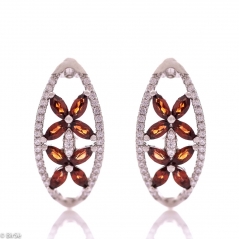Сребърни обеци - Естествен гранат 1,44 ct СО809