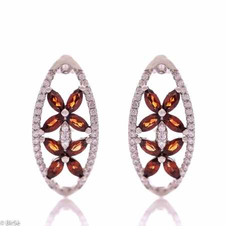 Сребърни обеци - Естествен гранат 1,44 ct СО809
