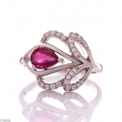 Сребърен пръстен - Естествен рубин 0,75 ct СДП645