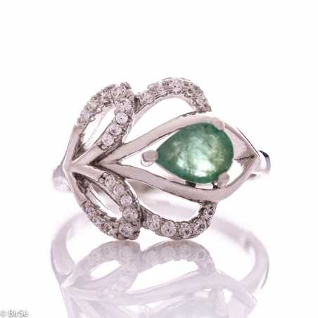 Сребърен пръстен - Естествен изумруд 0,70 ct СДП646