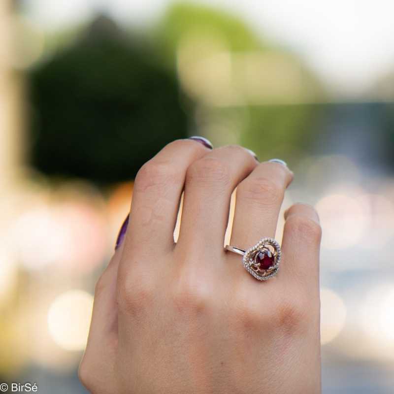 Сребърен пръстен - Естествен рубин 1,60 ct СДП649 Сребърен пръстен - Естествен рубин 1,60 ct СДП649