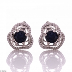 Сребърни обеци - Естествен сапфир 3,20 ct СО815