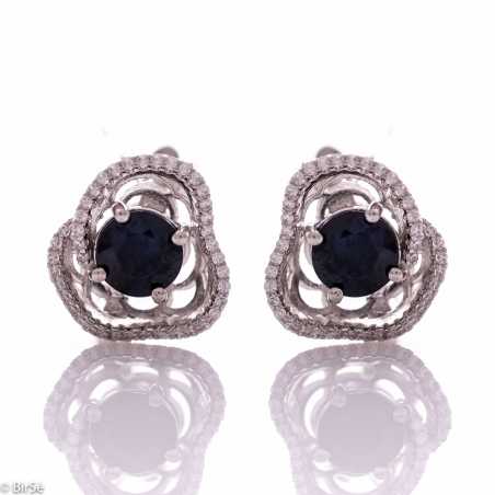 Сребърни обеци - Естествен сапфир 3,20 ct СО815