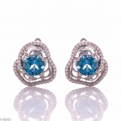 Сребърни обеци - Естествен лондон топаз 3,10 ct СО819