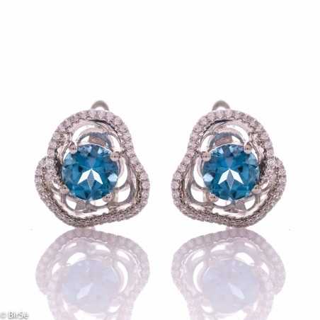 Сребърни обеци - Естествен лондон топаз 3,10 ct СО819