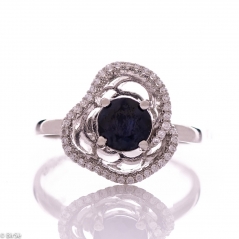 Сребърен пръстен - Естествен сапфир 1,60 ct СДП657