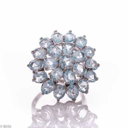 Сребърен пръстен - Естествен син топаз 5,99 ct. СДП658