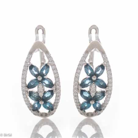 Сребърни обеци - Естествен Лондон Топаз 1,12 ct. со1012