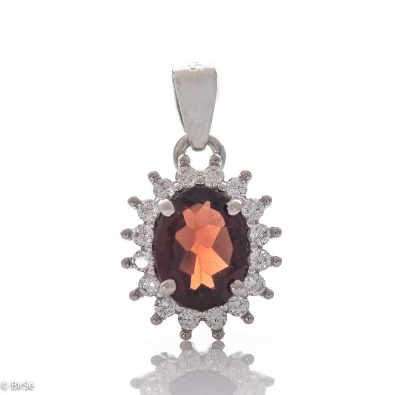Сребърна висулка - Естествен Гранат 1,40 ct. СВ517