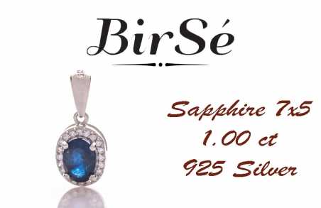 Сребърна висулка - Естествен Сапфир 1,00 ct. СВ528