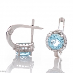 Сребърни обеци - Естествен Син Топаз 3 10 ct.