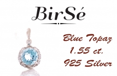 Сребърна висулка - Естествен Син топаз 1 55 ct.